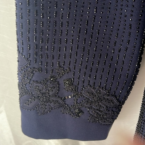 Navy Embellished Sequined Blazer 16 - Picture 7 of 10